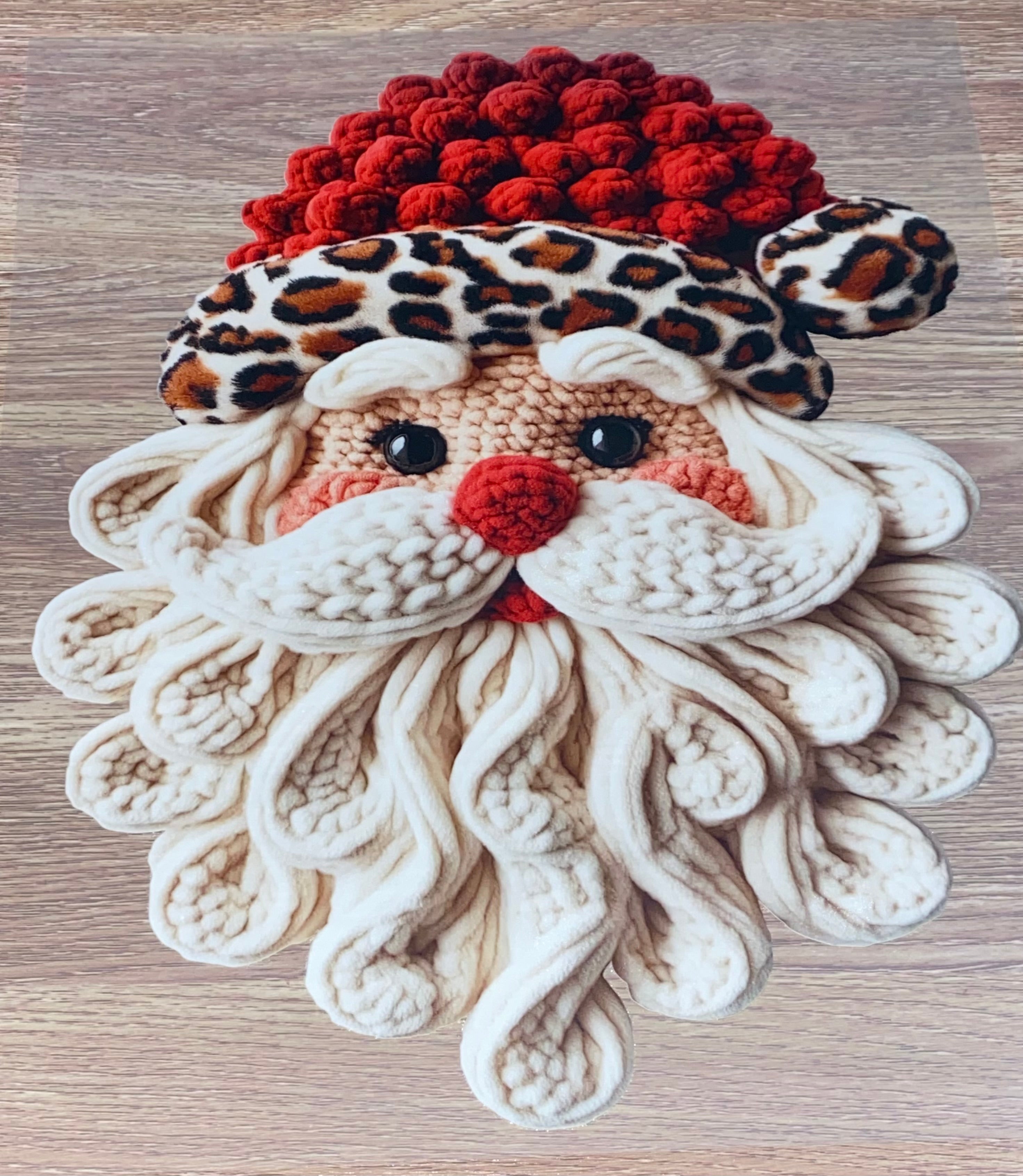 Crochet Yarn Leopard Santa DTF Transfer