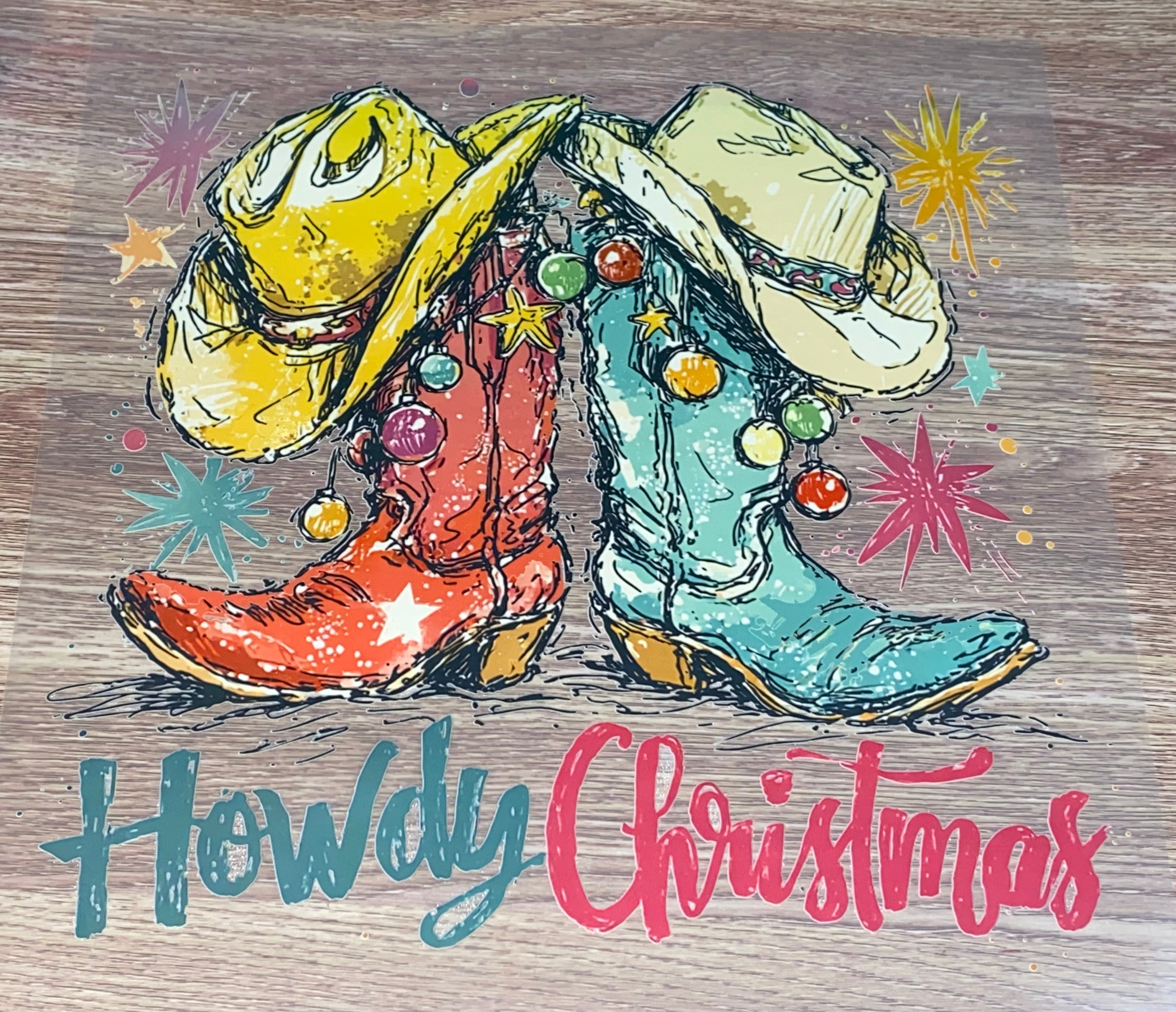 Howdy Christmas Boots Country DTF Transfer