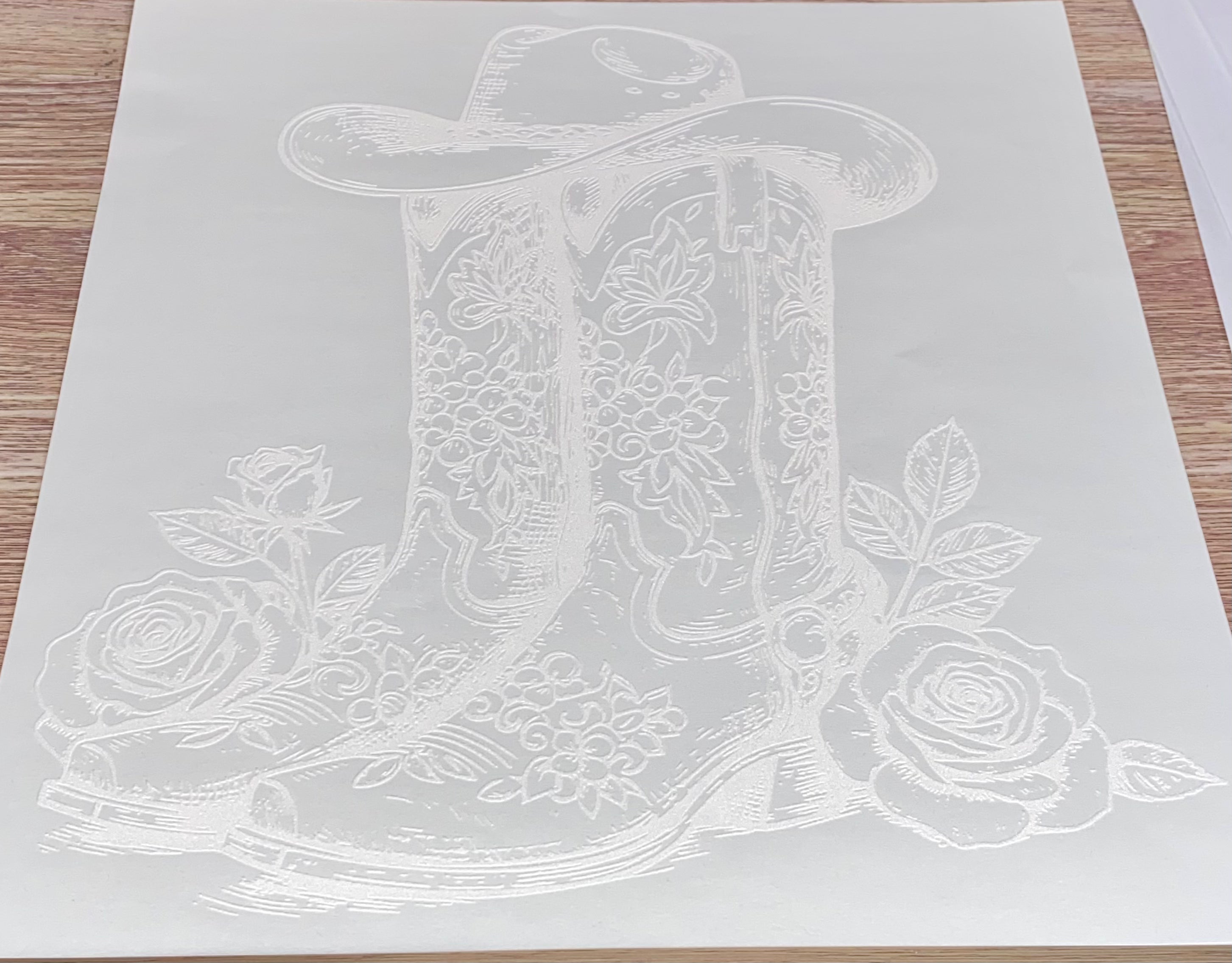 Floral Boots Western (White)